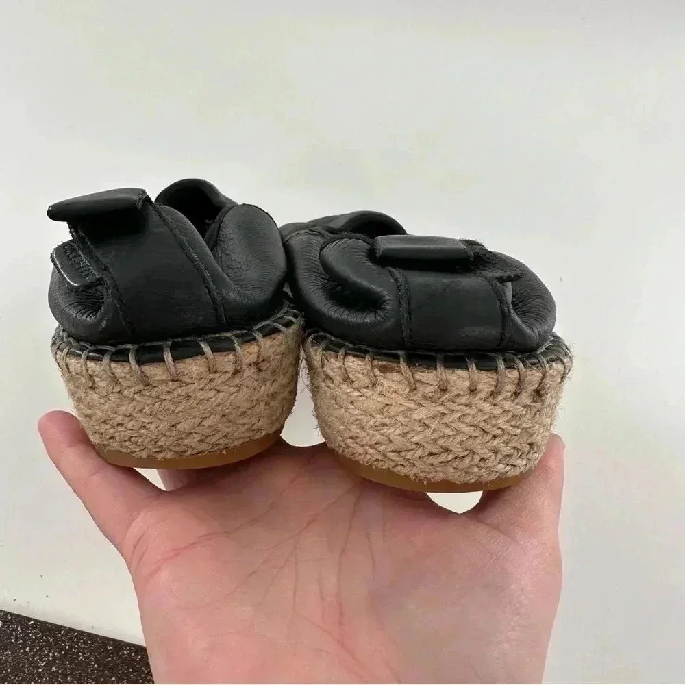 Cole Haan Grand OS womens flats size 8.5 black leather flatform Espadrilles